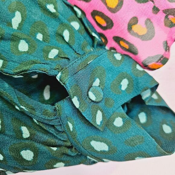 FARM RIO Anthropologie Renee Balloon Sleeve Henley Button Peasant Boho Blouse XS - Picture 10 of 15